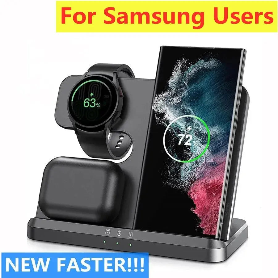3-in-1 kabellosen Induktionsladegerät für Android/Samsung 15W fähig Schnellladestation - Raffiniertedinge 3-in-1 kabellosen Induktionsladegerät für Android/Samsung 15W fähig Schnellladestation - Raffiniertedinge